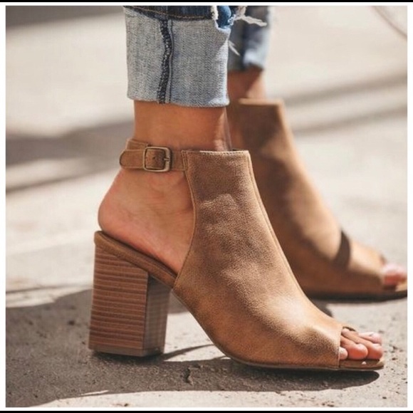 bamboo peep toe booties